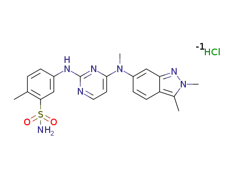 5-[[4-[(2,3-dimethyl-2H-indazol-6-yl)-N-methylamino]-2-pyrimidinyl]amino]-2-methylbenzenesulfonamide hydrochloride